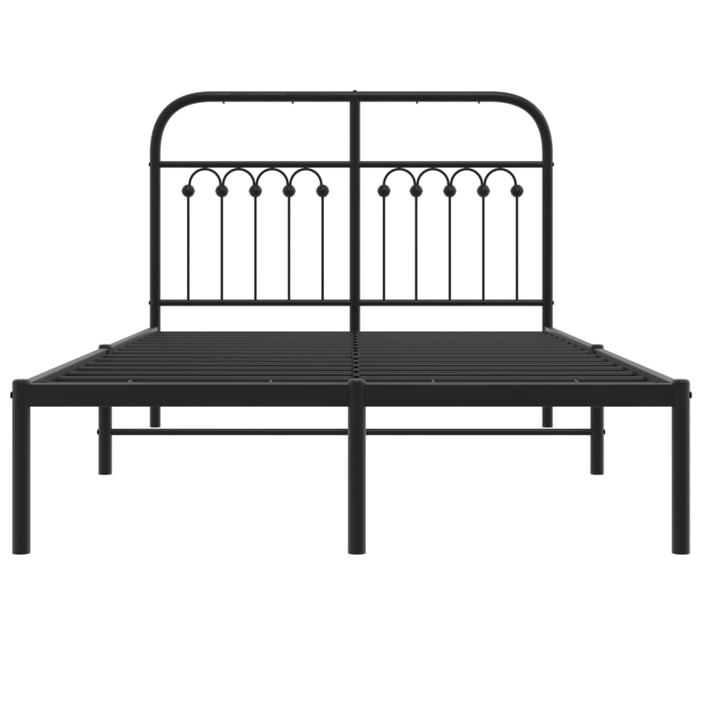 Cadre de lit métal sans matelas avec tête de lit noir 120x190cm