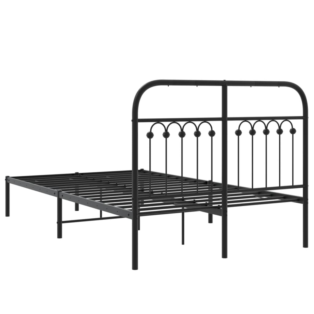 Cadre de lit métal sans matelas avec tête de lit noir 120x190cm