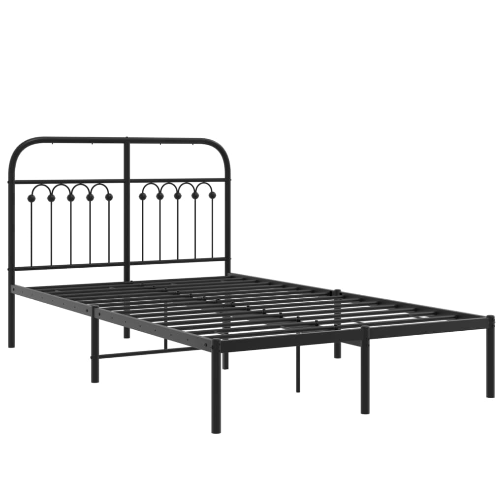 Cadre de lit métal sans matelas avec tête de lit noir 120x200cm