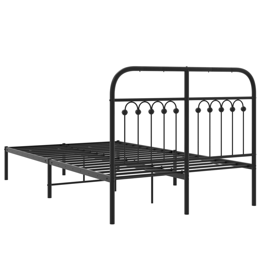 Cadre de lit métal sans matelas avec tête de lit noir 120x200cm