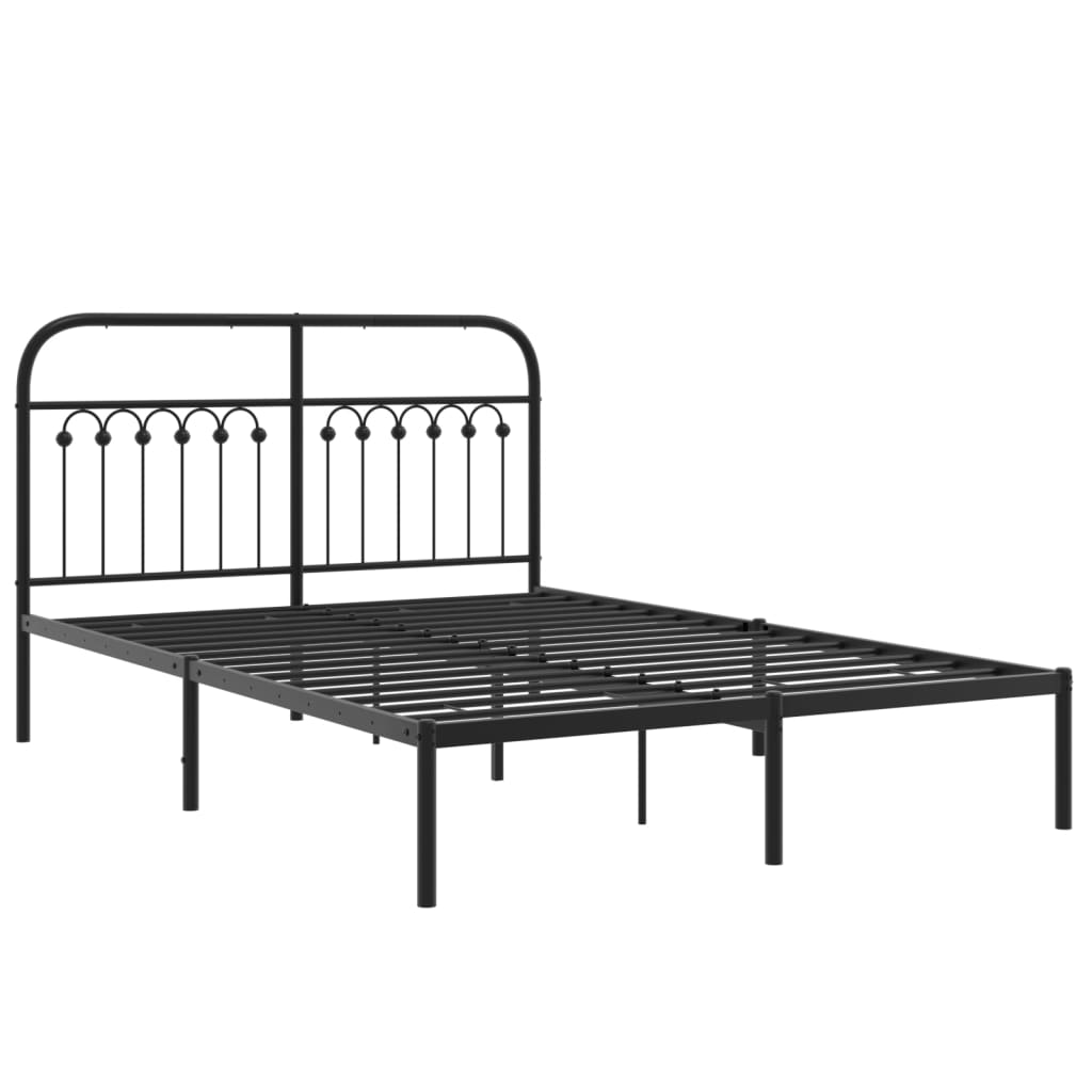 Cadre de lit métal sans matelas avec tête de lit noir 135x190cm