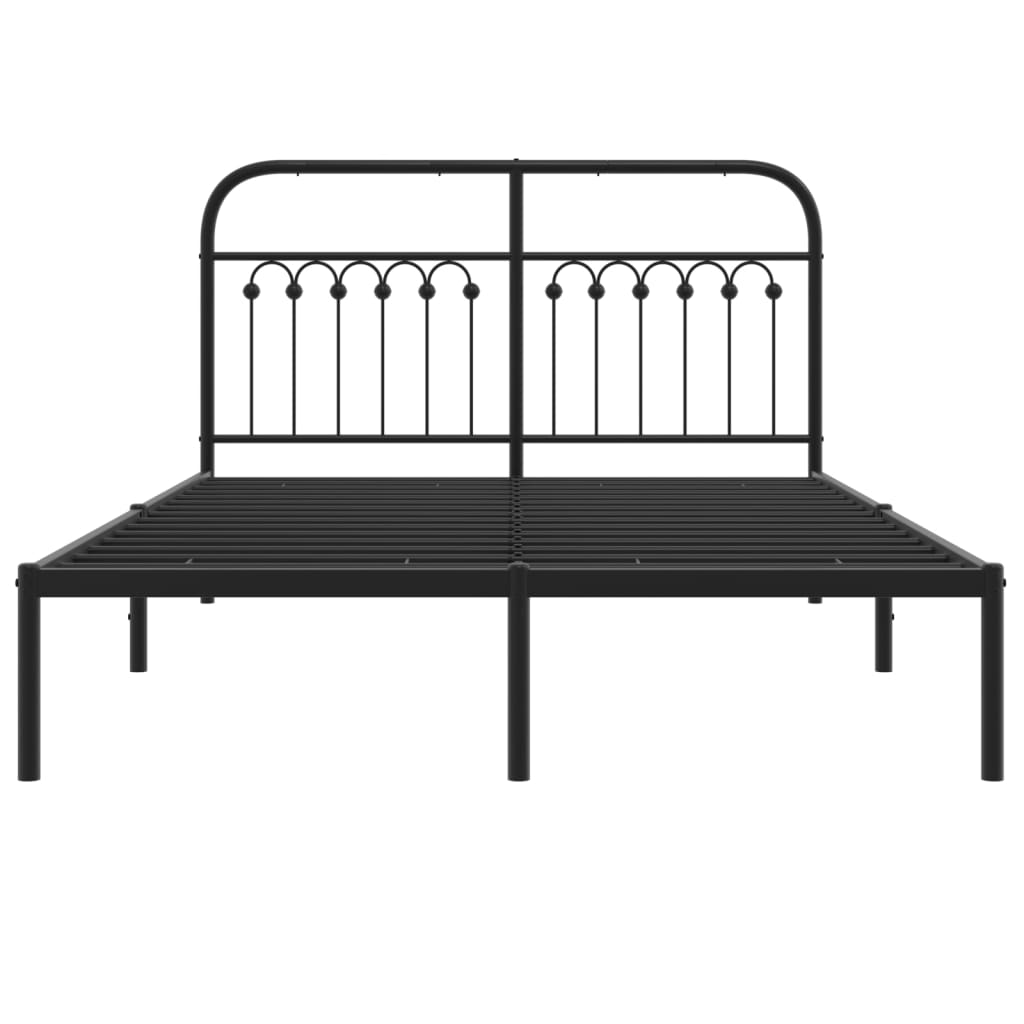 Cadre de lit métal sans matelas avec tête de lit noir 135x190cm