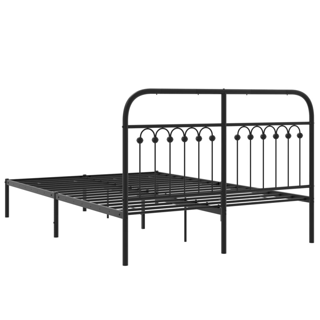 Cadre de lit métal sans matelas avec tête de lit noir 135x190cm