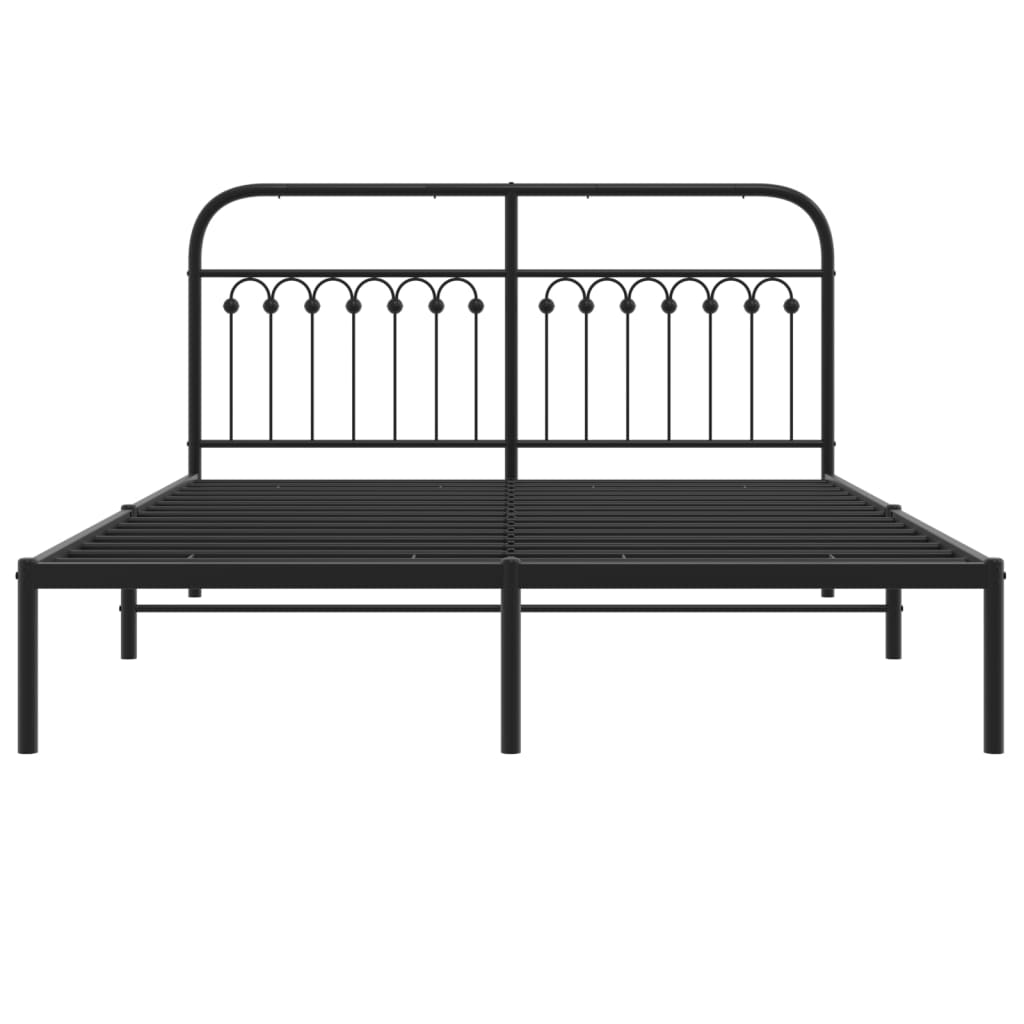 Cadre de lit métal sans matelas avec tête de lit noir 150x200cm