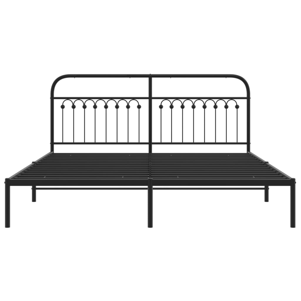 Cadre de lit métal sans matelas avec tête de lit noir 183x203cm