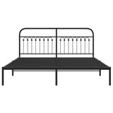 Cadre de lit métal sans matelas avec tête de lit noir 183x203cm