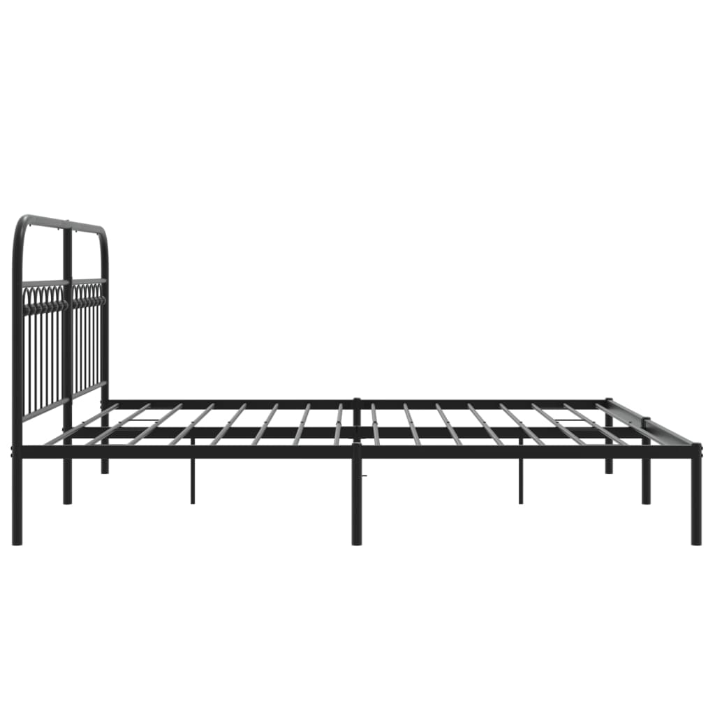 Cadre de lit métal sans matelas avec tête de lit noir 183x203cm