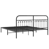 Cadre de lit métal sans matelas avec tête de lit noir 183x203cm