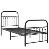 Cadre de lit métal sans matelas avec pied de lit noir 75x190 cm