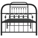 Cadre de lit métal sans matelas avec pied de lit noir 75x190 cm