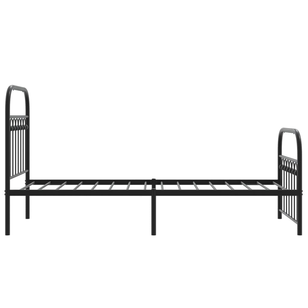 Cadre de lit métal sans matelas avec pied de lit noir 75x190 cm