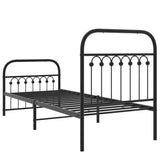 Cadre de lit métal sans matelas avec pied de lit noir 75x190 cm