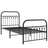 Cadre de lit métal sans matelas avec pied de lit noir 90x200 cm