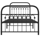 Cadre de lit métal sans matelas avec pied de lit noir 90x200 cm