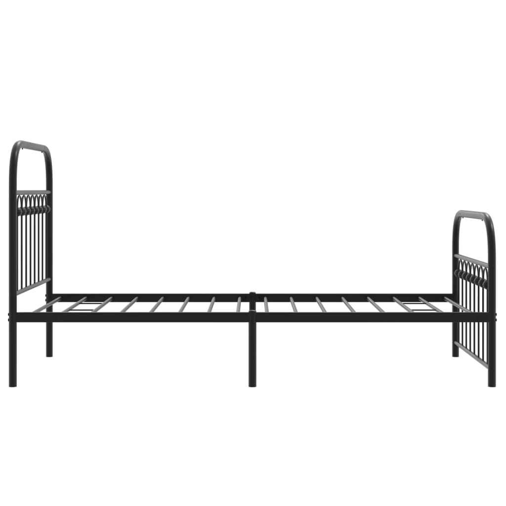 Cadre de lit métal sans matelas avec pied de lit noir 90x200 cm