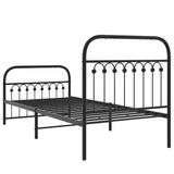 Cadre de lit métal sans matelas avec pied de lit noir 90x200 cm