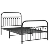 Cadre de lit métal sans matelas avec pied de lit noir 100x190cm