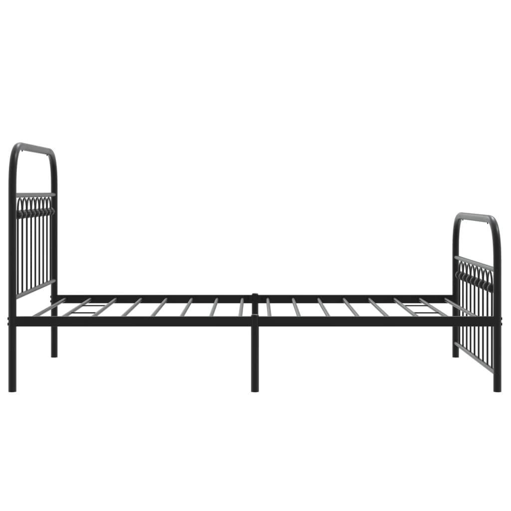 Cadre de lit métal sans matelas avec pied de lit noir 100x190cm