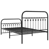 Cadre de lit métal sans matelas avec pied de lit noir 100x190cm