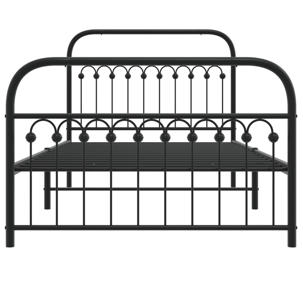 Cadre de lit métal sans matelas avec pied de lit noir 107x203cm