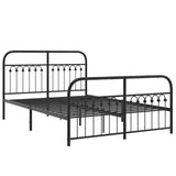 Cadre de lit métal sans matelas avec pied de lit noir 137x190cm