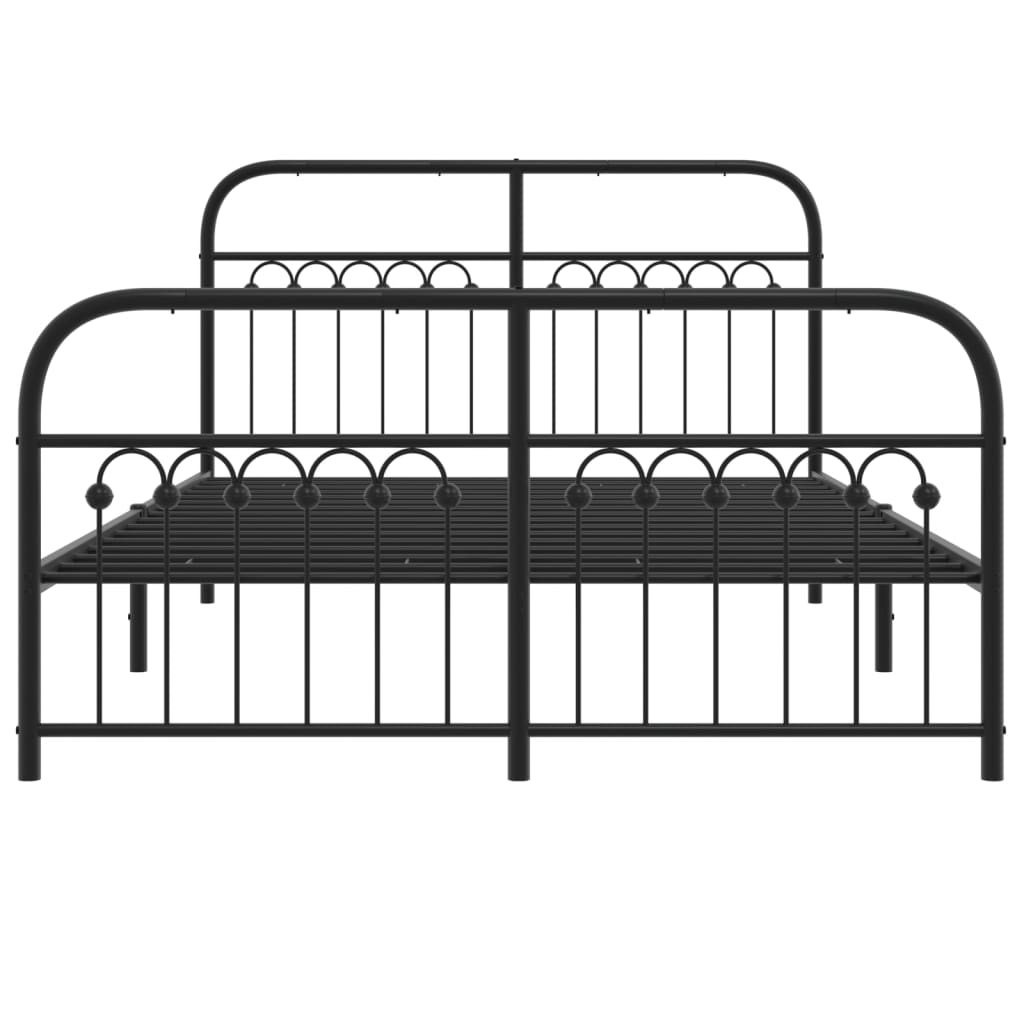 Cadre de lit métal sans matelas avec pied de lit noir 137x190cm