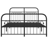 Cadre de lit métal sans matelas avec pied de lit noir 137x190cm