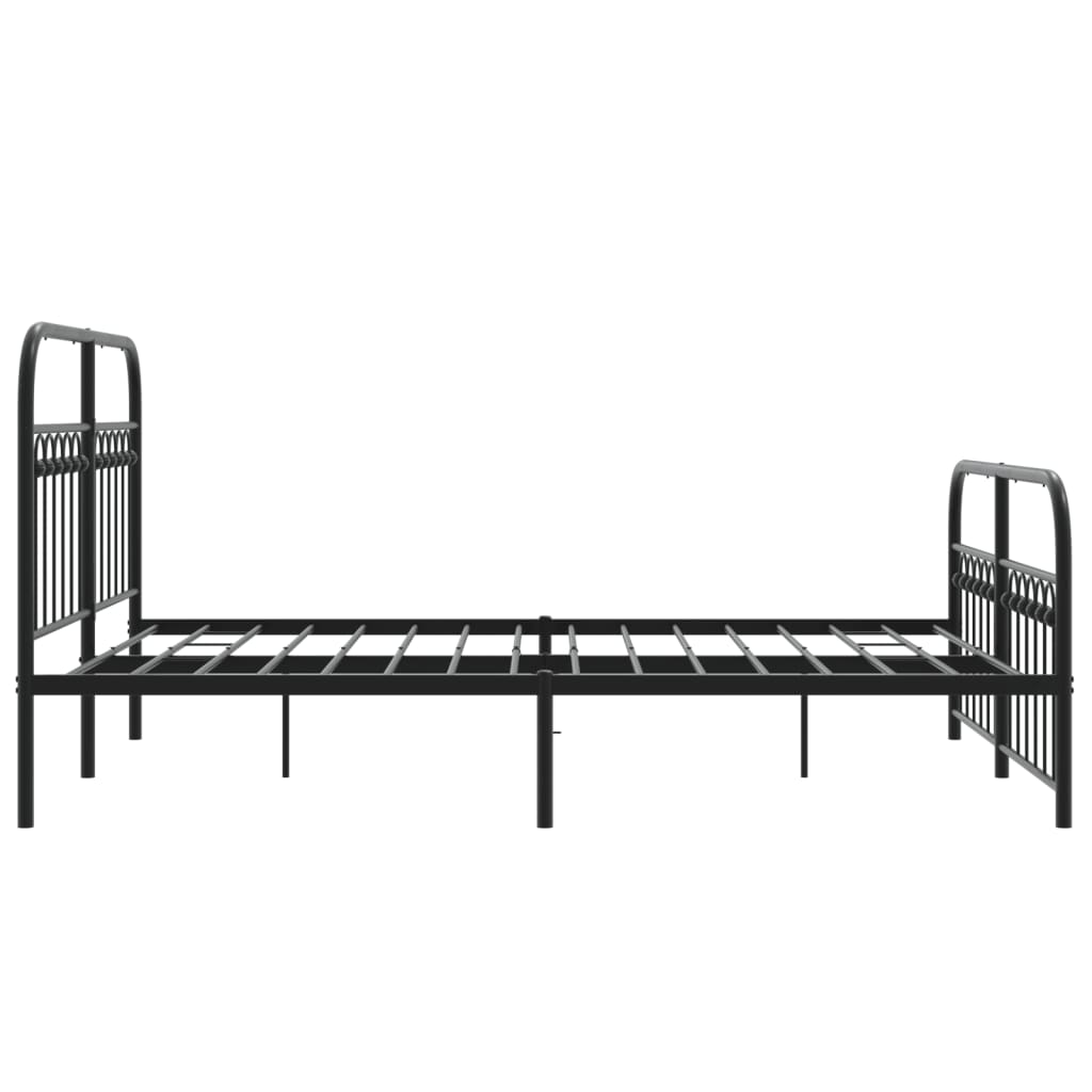 Cadre de lit métal sans matelas avec pied de lit noir 137x190cm