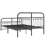 Cadre de lit métal sans matelas avec pied de lit noir 137x190cm