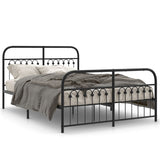 Cadre de lit métal sans matelas avec pied de lit noir 140x190cm