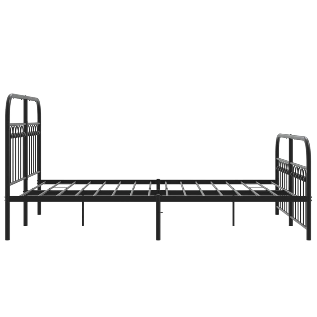 Cadre de lit métal sans matelas avec pied de lit noir 140x190cm