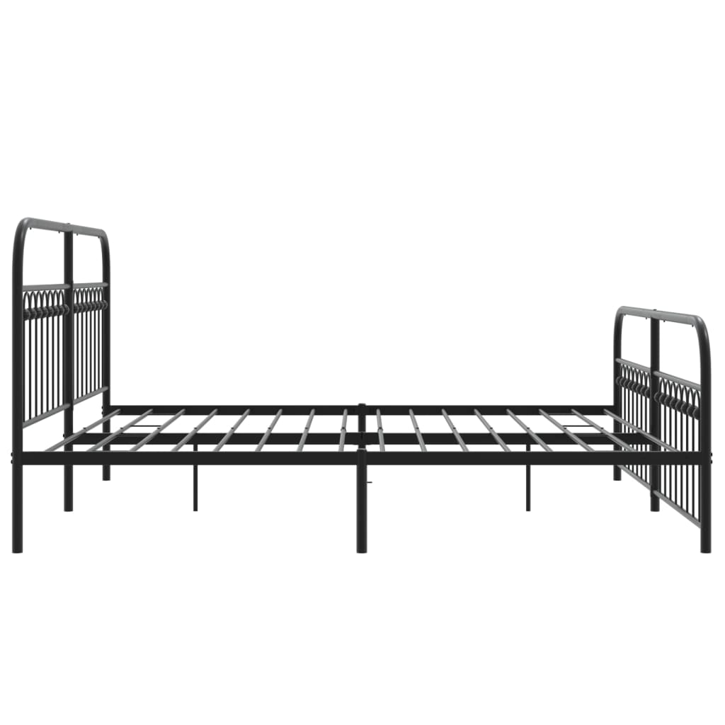 Cadre de lit métal sans matelas avec pied de lit noir 183x203cm