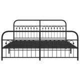 Cadre de lit métal sans matelas avec pied de lit noir 183x213cm