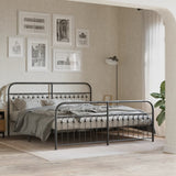 Cadre de lit métal sans matelas avec pied de lit noir 183x213cm