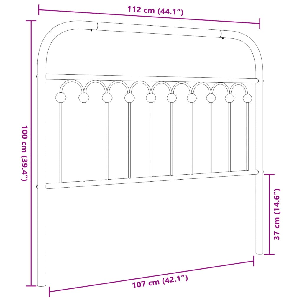 Tête de lit métal noir 107 cm