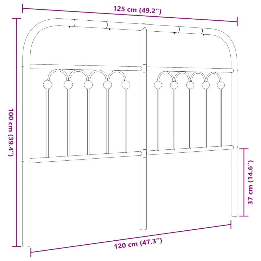 Tête de lit métal noir 120 cm