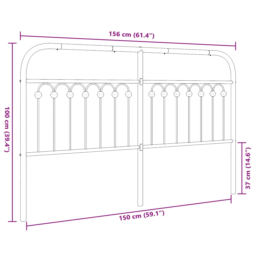 Tête de lit métal noir 150 cm