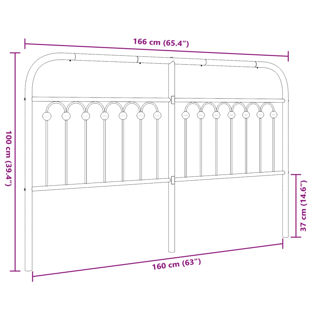 Tête de lit métal noir 160 cm