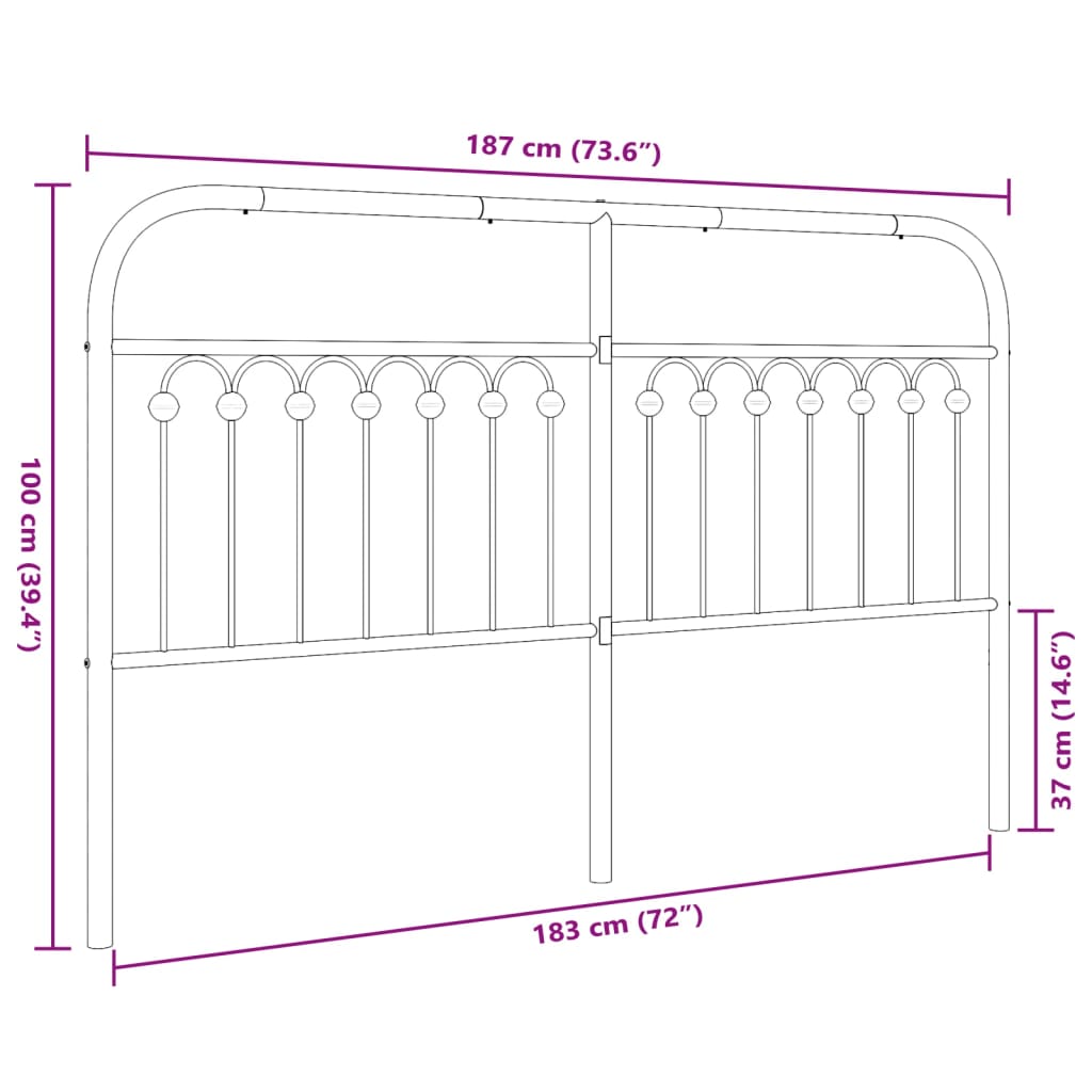 Tête de lit métal noir 180 cm