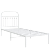 Cadre de lit métal sans matelas avec tête de lit blanc 75x190cm