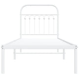 Cadre de lit métal sans matelas avec tête de lit blanc 75x190cm