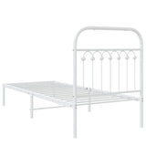 Cadre de lit métal sans matelas avec tête de lit blanc 75x190cm