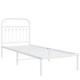 Cadre de lit métal sans matelas avec tête de lit blanc 80x200cm