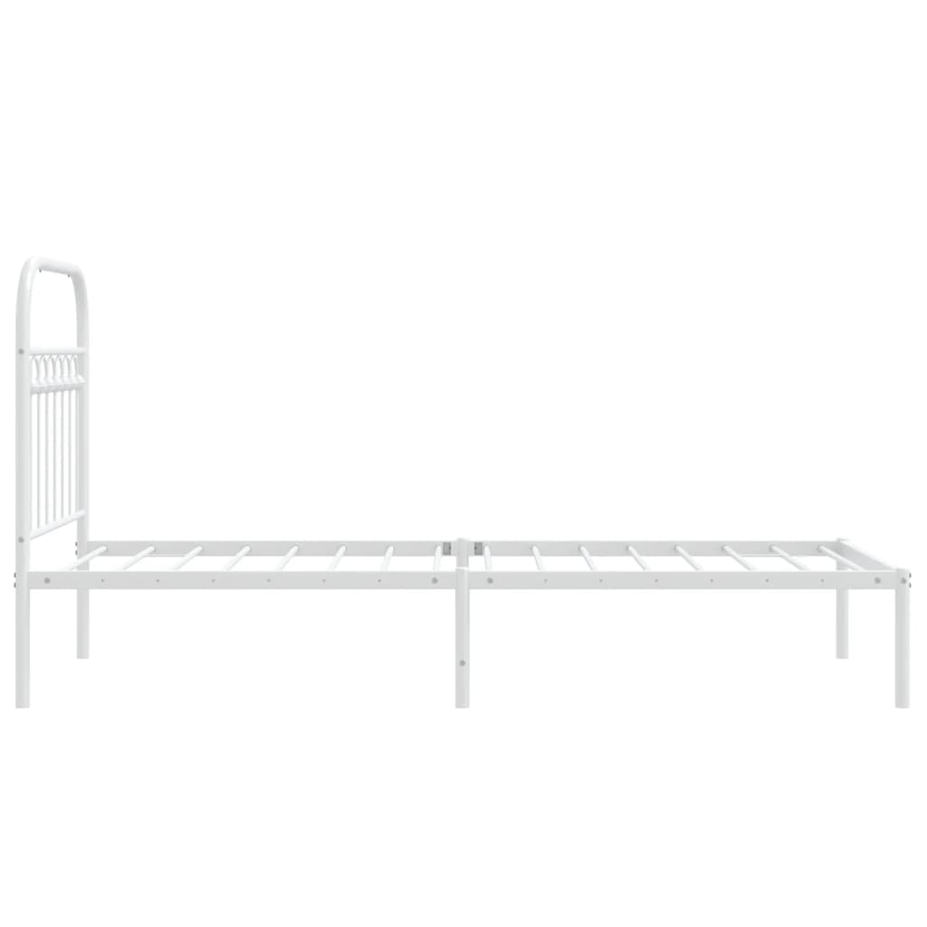 Cadre de lit métal sans matelas avec tête de lit blanc 80x200cm