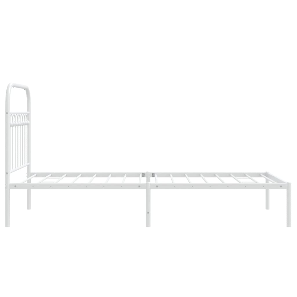 Cadre de lit métal sans matelas avec tête de lit blanc 90x190cm