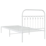 Cadre de lit métal sans matelas avec tête de lit blanc 90x190cm