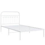 Cadre de lit métal sans matelas et tête de lit blanc 100x190 cm