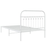 Cadre de lit métal sans matelas et tête de lit blanc 100x190 cm