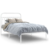 Cadre de lit métal sans matelas et tête de lit blanc 107x203 cm