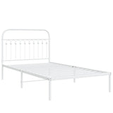 Cadre de lit métal sans matelas et tête de lit blanc 107x203 cm